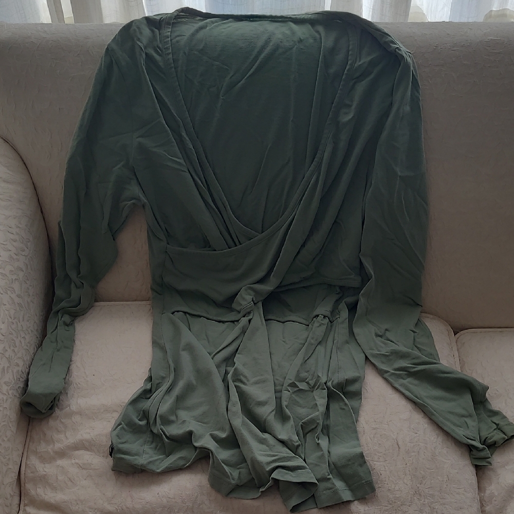 Elegant Olive Green Wrap Dress